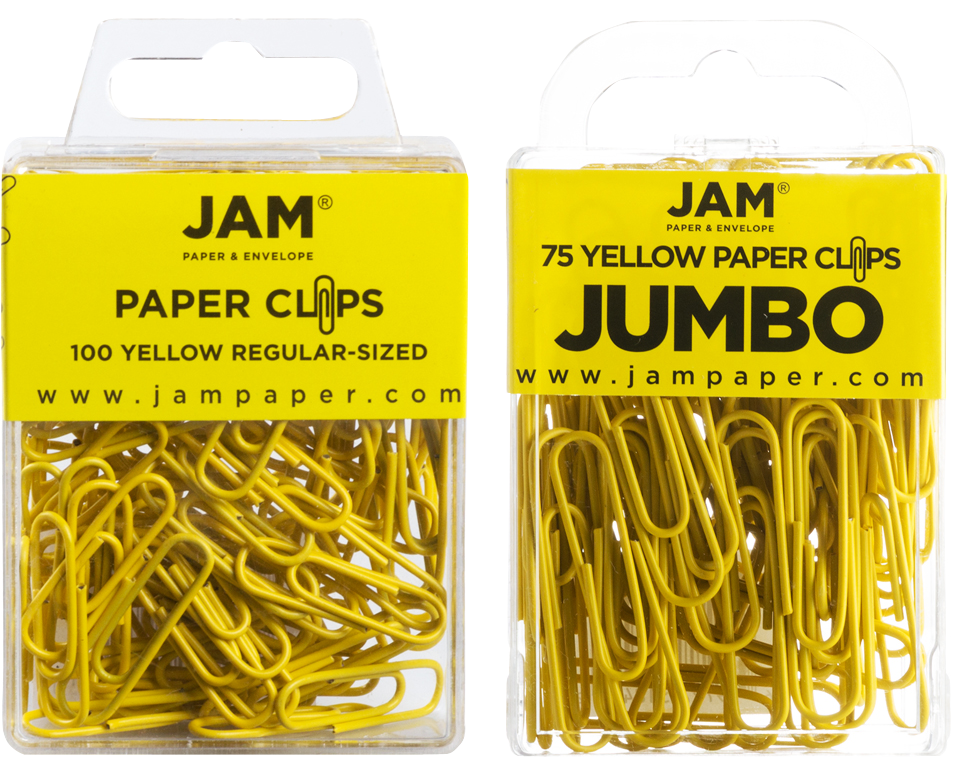 Yellow Standard & Jumbo Paper Clips Assortment Pack - 1 Pack Each (175 Clips Total)