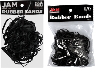 Black Size 33 & 64 Rubber Bands - 2 Packs of 100