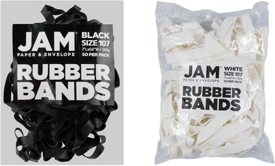 Black & White Size 107 Rubber Bands - 2 Packs of 50