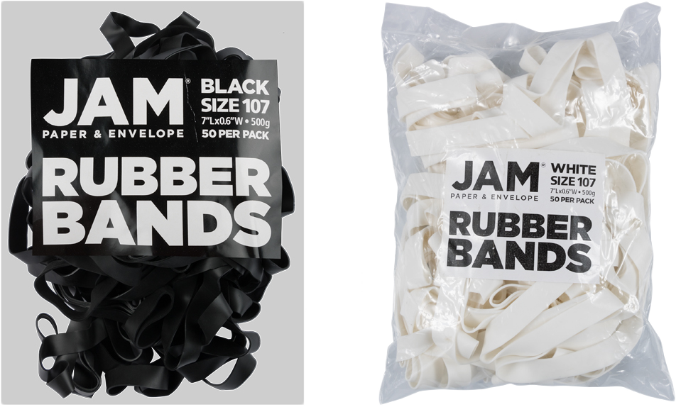 Black & White Size 107 Rubber Bands - 2 Packs of 50
