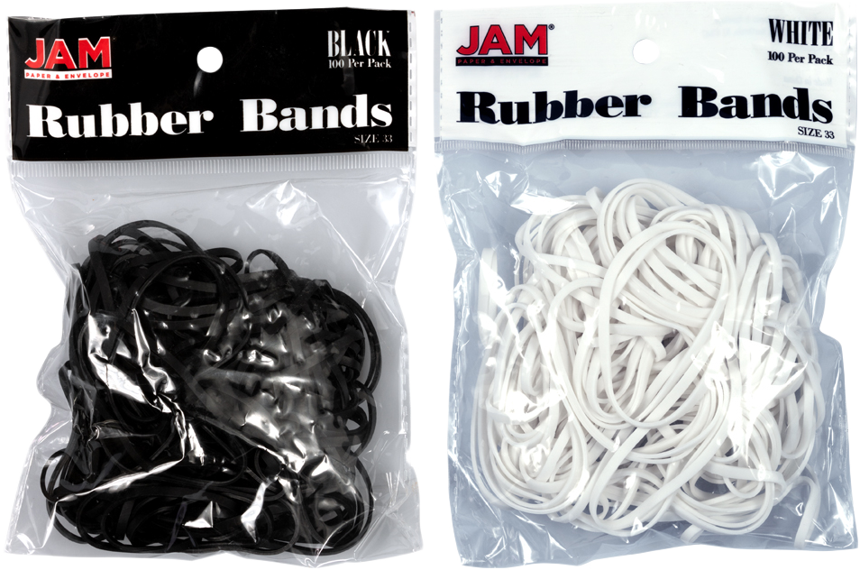 Black & White Size 33 Rubber Bands - 2 Packs of 100