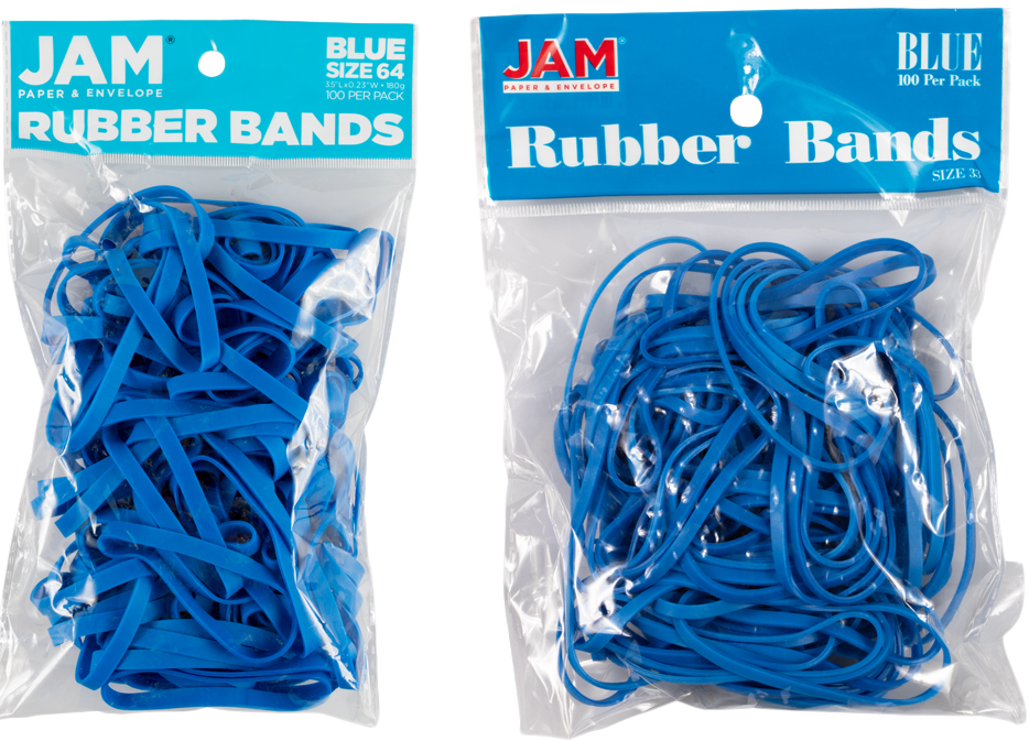 Blue Size 33 & 64 Rubber Bands - 2 Packs of 100