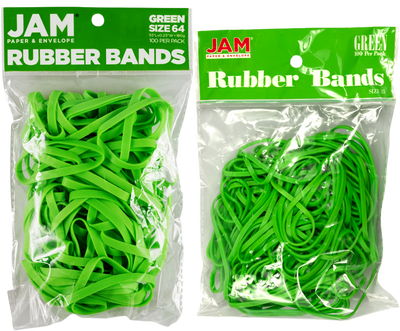 Green Size 33 & 64 Rubber Bands - 2 Packs of 100