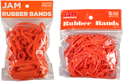Orange Size 33 & 64 Rubber Bands - 2 Packs of 100