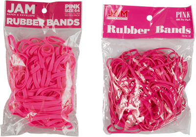 Pink Size 33 & 64 Rubber Bands - 2 Packs of 100