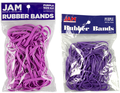 Purple Size 33 & 64 Rubber Bands - 2 Packs of 100