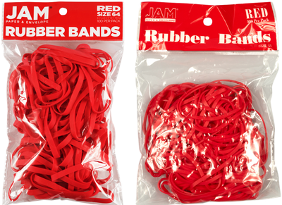 Red Size 33 & 64 Rubber Bands - 2 Packs of 100