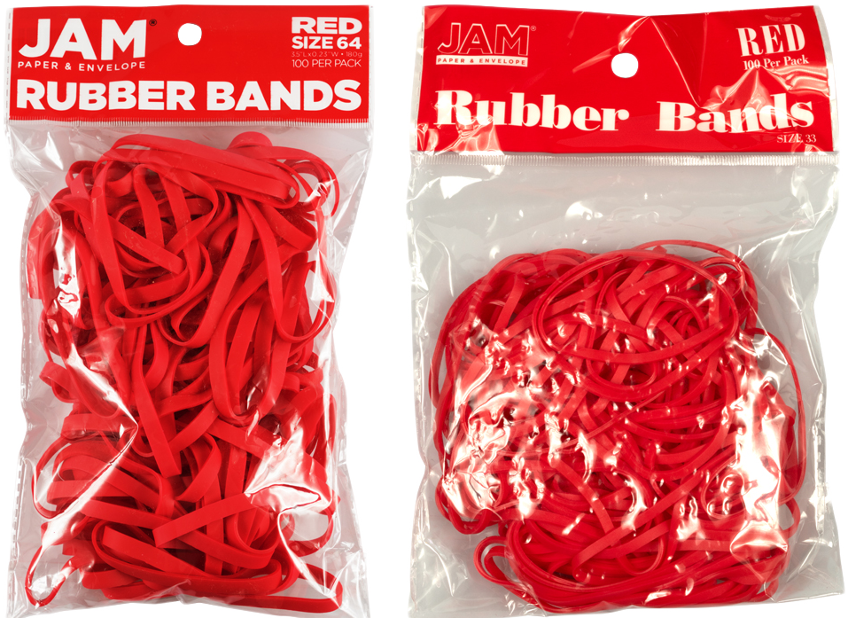 Red Size 33 & 64 Rubber Bands - 2 Packs of 100