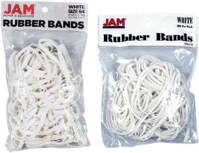 White Size 33 & 64 Rubber Bands - 2 Packs of 100