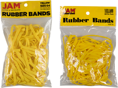Yellow Size 33 & 64 Rubber Bands - 2 Packs of 100