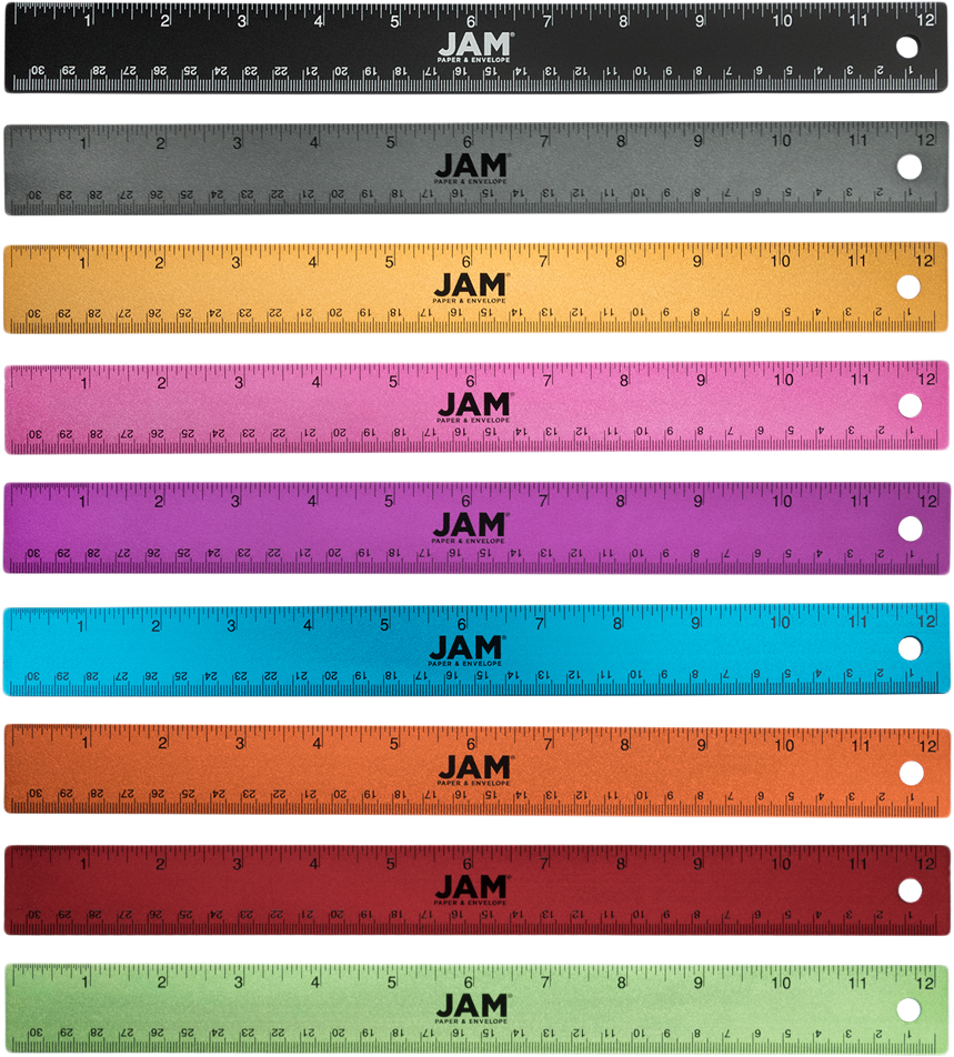 Assorted 12 Inch Aluminum Rulers - Pack of 9
