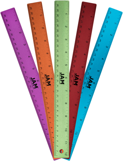 Primary Assorted 12 Inch Aluminum Rulers - Pack of 5