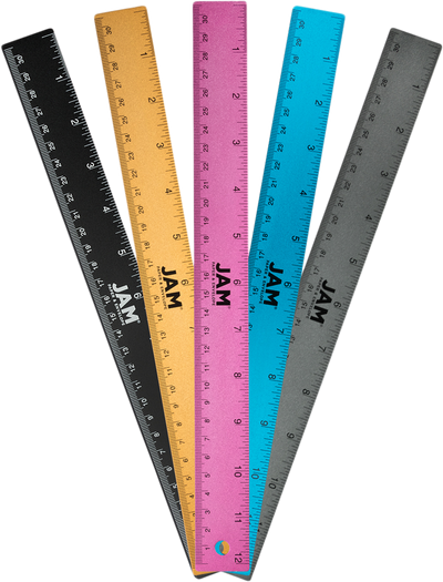 Assorted 12 Inch Aluminum Rulers - Pack of 5