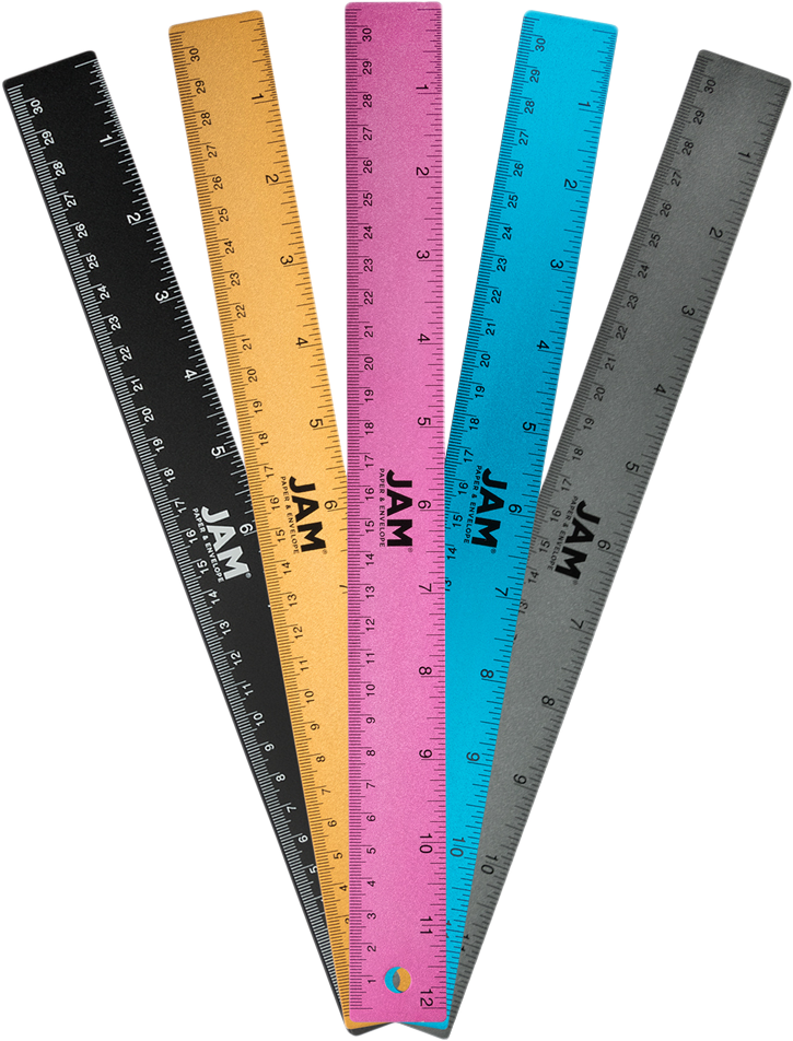 Assorted 12 Inch Aluminum Rulers - Pack of 5