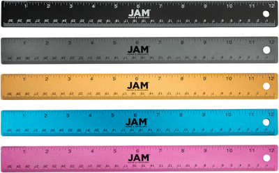 Assorted 12 Inch Aluminum Rulers - Pack of 5