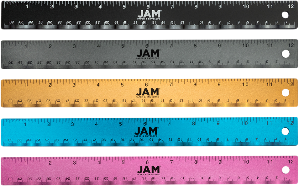 Assorted 12 Inch Aluminum Rulers - Pack of 5