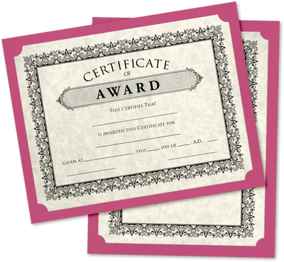 Fuchsia Pink Magenta 9 1/2 x 12 Single Certificate Holders