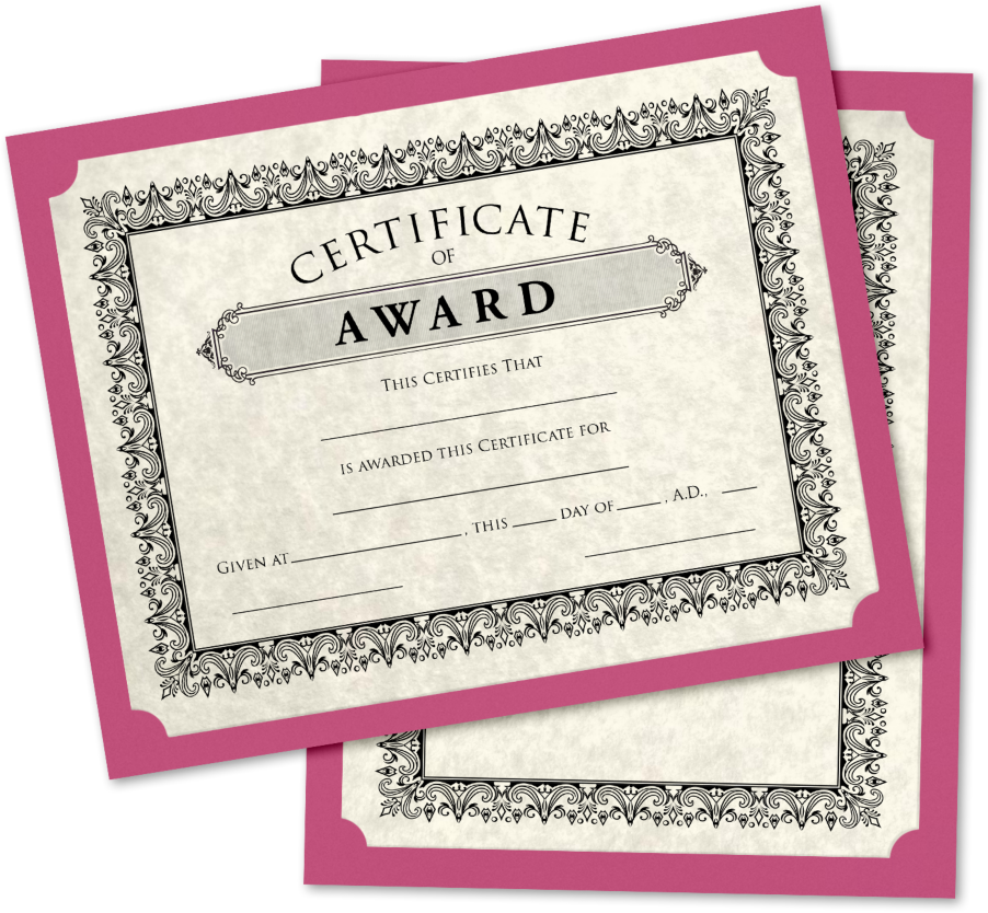 Fuchsia Pink Magenta 9 1/2 x 12 Single Certificate Holders