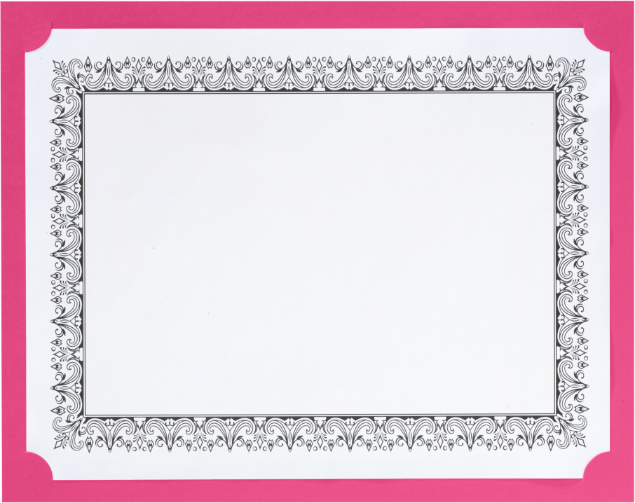 Fuchsia Pink Magenta 9 1/2 x 12 Single Certificate Holders