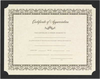 Black Linen 9 1/2 x 12 Single Certificate Holders
