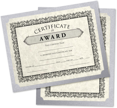 Silver Metallic 9 1/2 x 12 Single Certificate Holders