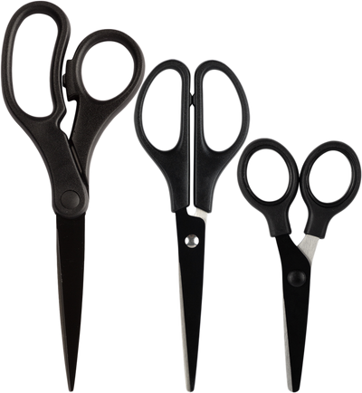 Black Assorted Scissors -  Pack of 3