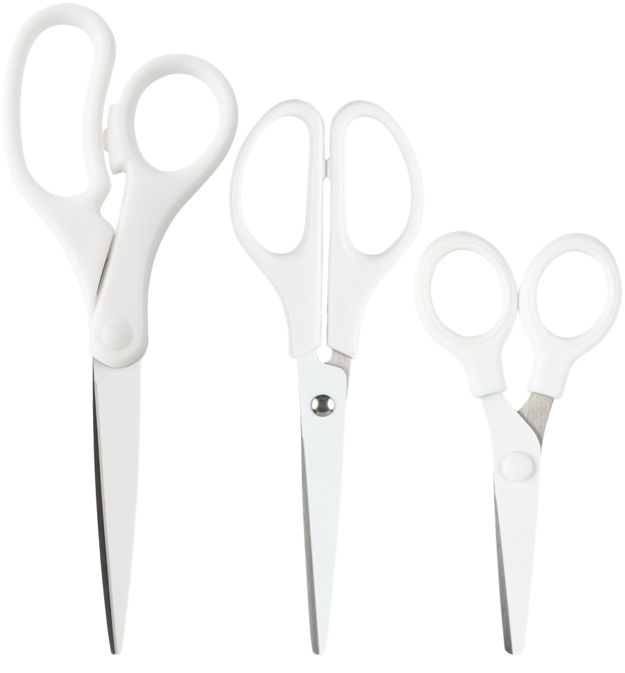 White Assorted Scissors -  Pack of 3