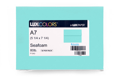 Seafoam Aqua Blue 32lb A7 Invitation Envelopes (5 1/4 x 7 1/4) with Peel & Seal