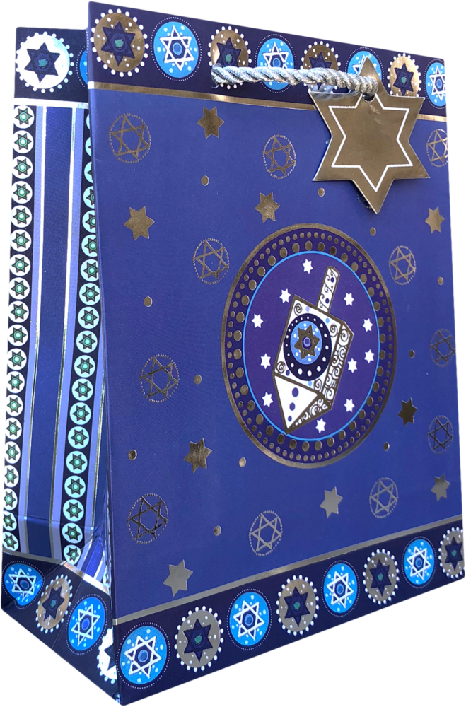 Traditional Hanukkah Small Gift Bags (7 1/2 x 6 x 3)