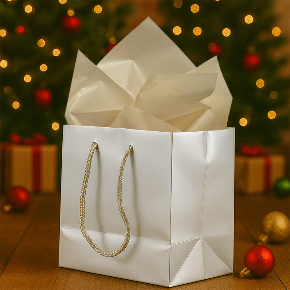 Silver/Gold Small Glossy Gift Bags (6 1/2 x 6 1/2 x 3 1/2) (3 Pack) with Tissue Paper (10 Pack)