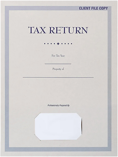 Natural White with Tax Return 9 x 12 Presentation Folders with Front Card Slits