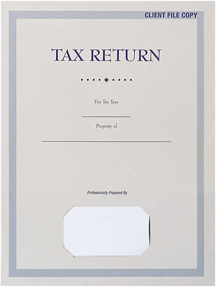 Natural White with Tax Return 9 x 12 Presentation Folders with Front Card Slits