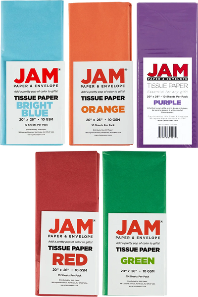 Assorted Tissue Paper (20 x 26) 5 Packs of 10 Sheets (50 Total Sheets)
