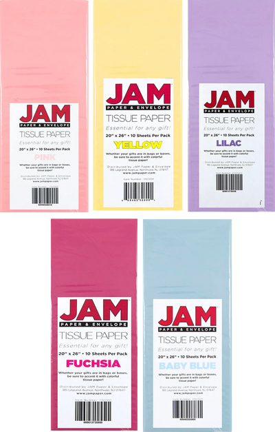 Fashion Assorted Tissue Paper (20 x 26) 5 Packs of 10 Sheets (50 Total Sheets)