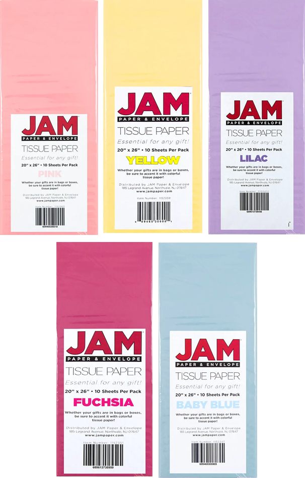Fashion Assorted Tissue Paper (20 x 26) 5 Packs of 10 Sheets (50 Total Sheets)