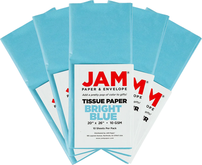 Bright Blue Tissue Paper (20 x 26) 5 Packs of 10 Sheets (50 Total Sheets)