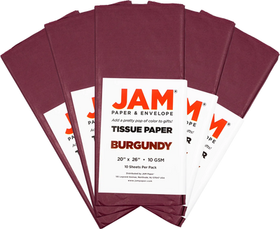 Burgundy Tissue Paper (20 x 26) 5 Packs of 10 Sheets (50 Total Sheets)