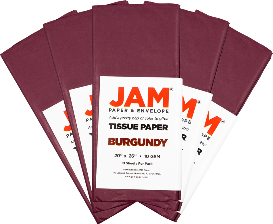 Burgundy Tissue Paper (20 x 26) 5 Packs of 10 Sheets (50 Total Sheets)