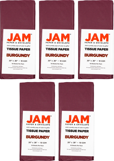 Burgundy Tissue Paper (20 x 26) 5 Packs of 10 Sheets (50 Total Sheets)
