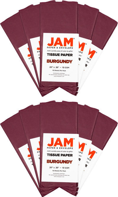Burgundy Tissue Paper (20 x 26) 10 Packs of 10 Sheets (100 Total Sheets)