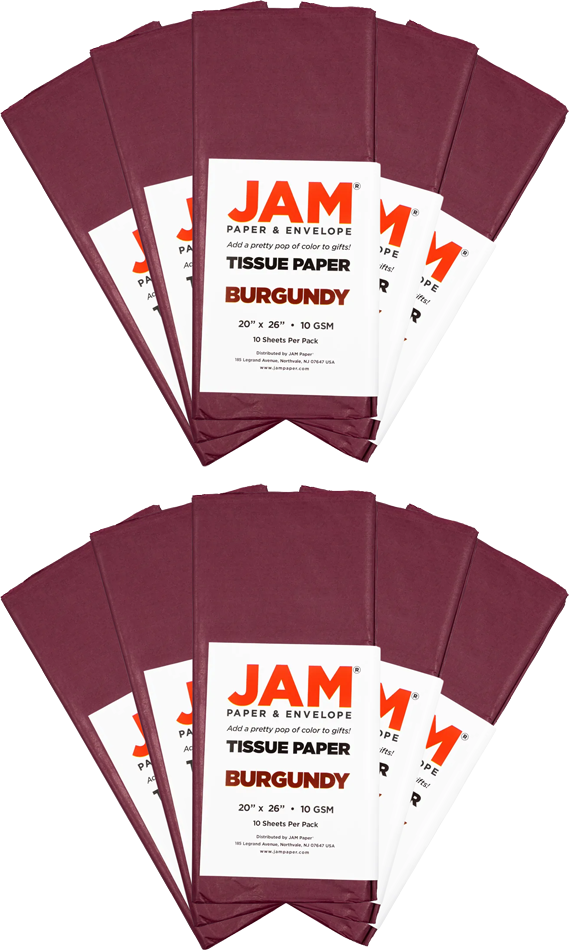 Burgundy Tissue Paper (20 x 26) 10 Packs of 10 Sheets (100 Total Sheets)