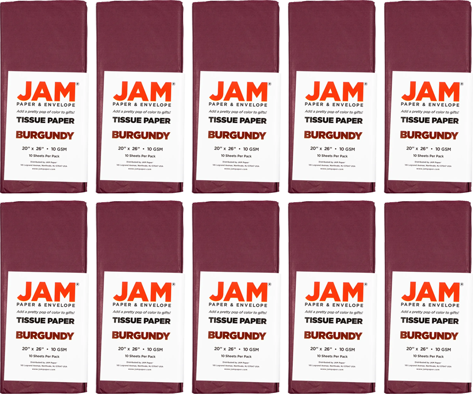 Burgundy Tissue Paper (20 x 26) 10 Packs of 10 Sheets (100 Total Sheets)