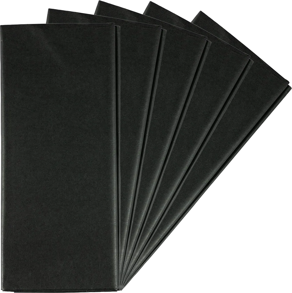 Black Tissue Paper (20 x 26) 5 Packs of 10 Sheets (50 Total Sheets)