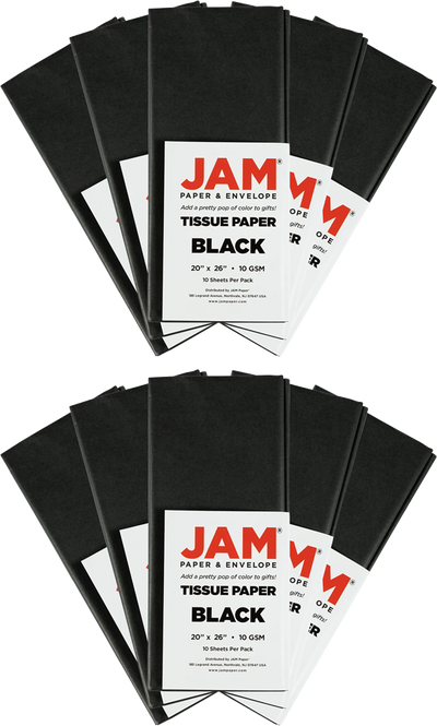 Black Tissue Paper (20 x 26) 10 Packs of 10 Sheets (100 Total Sheets)