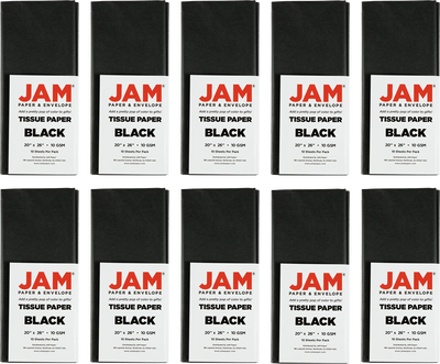 Black Tissue Paper (20 x 26) 10 Packs of 10 Sheets (100 Total Sheets)