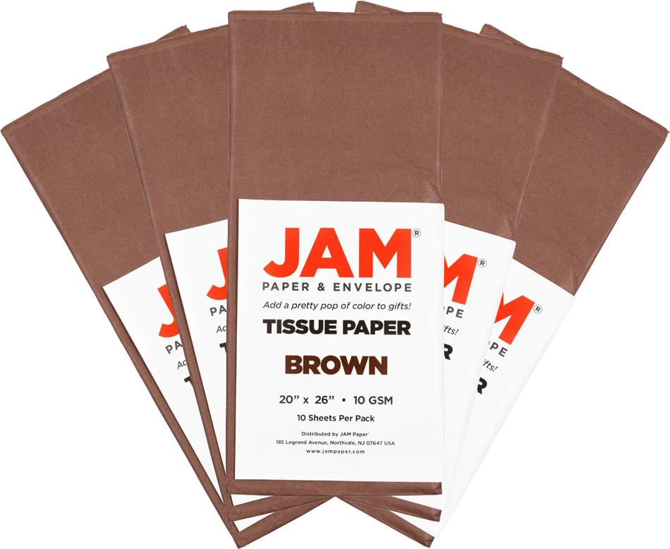 Brown Tissue Paper (20 x 26) 5 Packs of 10 Sheets (50 Total Sheets)