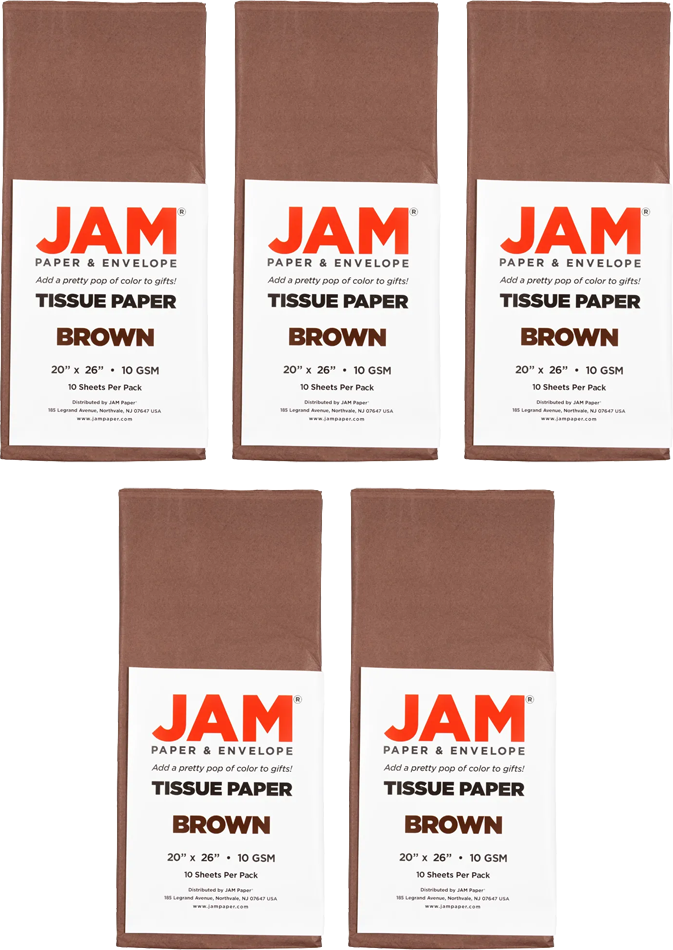 Brown Tissue Paper (20 x 26) 5 Packs of 10 Sheets (50 Total Sheets)