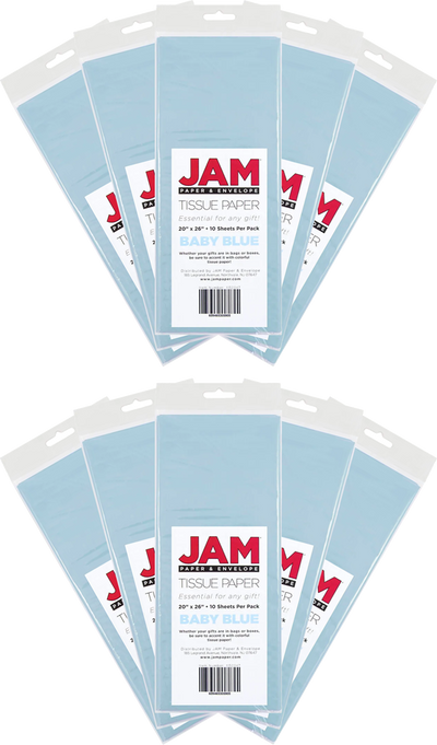 Baby Blue Tissue Paper (20 x 26) 10 Packs of 10 Sheets (100 Total Sheets)