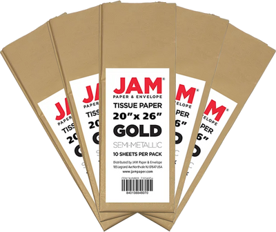 Gold Tissue Paper (20 x 26) 5 Packs of 10 Sheets (50 Total Sheets)