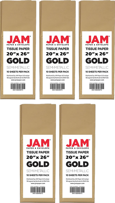 Gold Tissue Paper (20 x 26) 5 Packs of 10 Sheets (50 Total Sheets)